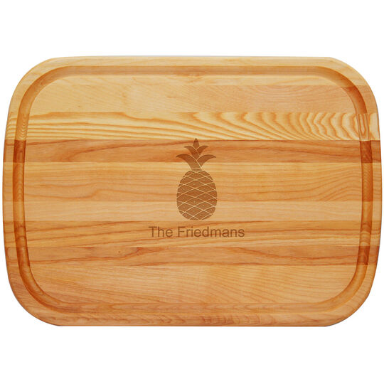 Pineapple and Name Large 21-inch Wood Cutting Board